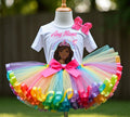 Barbie Face Black Girl Tutu Set Girls Personalized Custom Rainbow Ribbon Sewn Trim Tutu Outfit Dress Theme Cake Smash Party