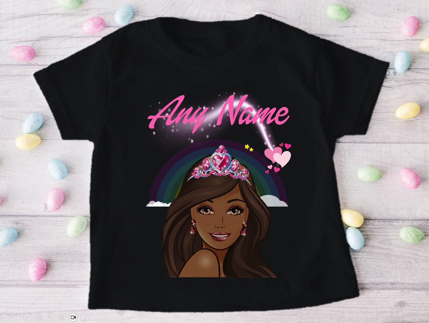 Barbie Face Black Girl Personalized Custom Black T-Shirt or Onesie Theme Cake Smash Party