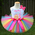 Barbie Face Blonde Girl Tutu Set Girls Personalized Custom Rainbow Tutu Outfit Dress Theme Cake Smash Birthday Party