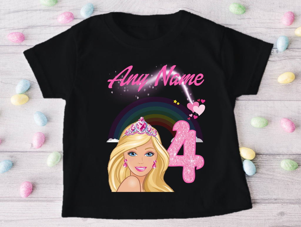 Barbie Face Blonde Girl Personalized Custom Black Family T-Shirt or Onesie Pack Theme Cake Smash Birthday Party