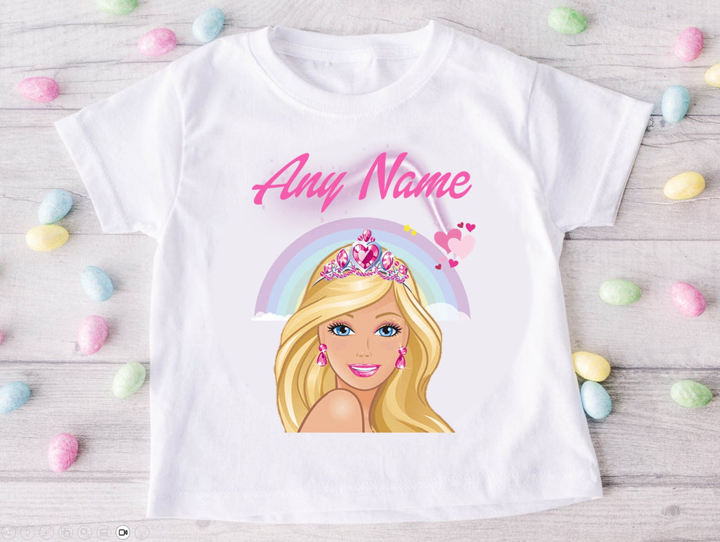 Barbie Face Blonde Girl Tutu Set Girls Personalized Custom Rainbow Tutu Outfit Dress Theme Cake Smash Party