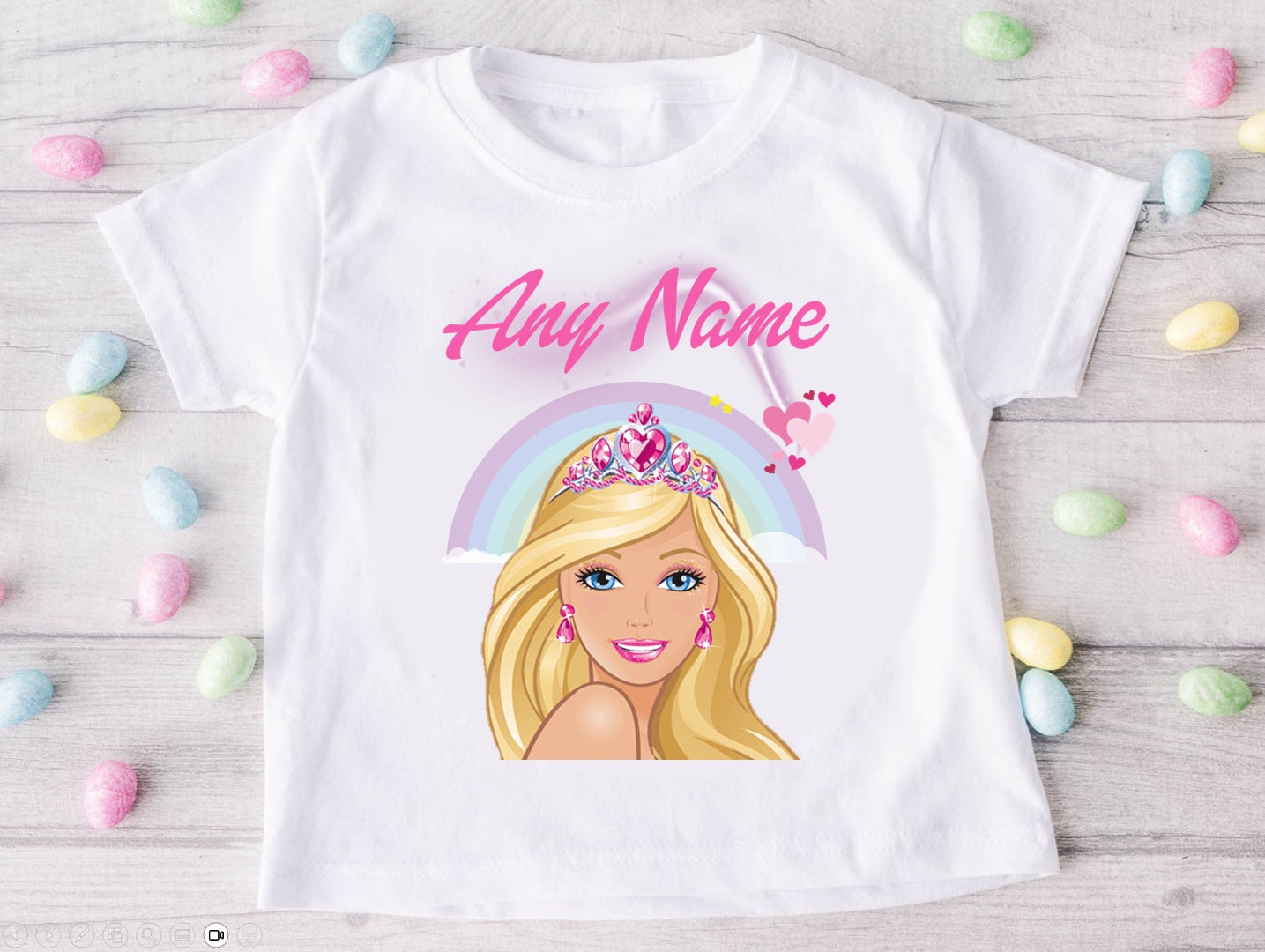 Barbie Face Blonde Girl Personalized Custom White T-Shirt or Onesie Theme Cake Smash Party