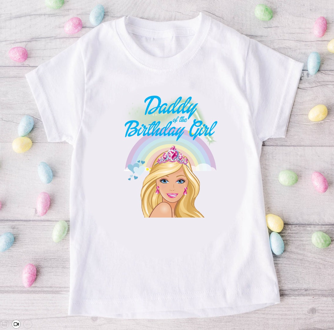 Barbie Face Blonde Girl Personalized Custom White Family T-Shirt or Onesie Pack Theme Cake Smash Birthday Party