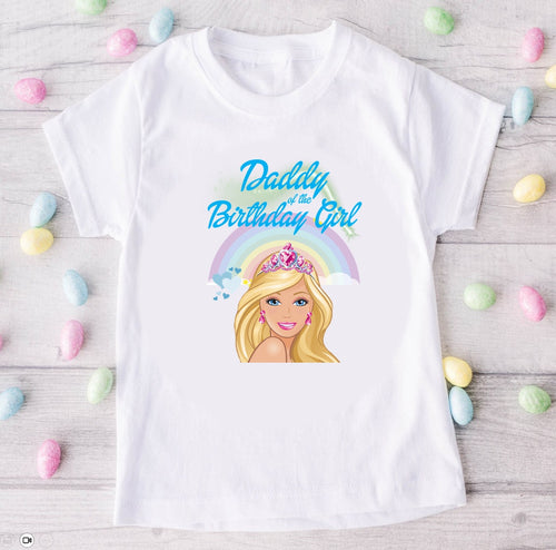 Barbie Face Blonde Girl Personalized Custom White Family T-Shirt or Onesie Pack Theme Cake Smash Birthday Party
