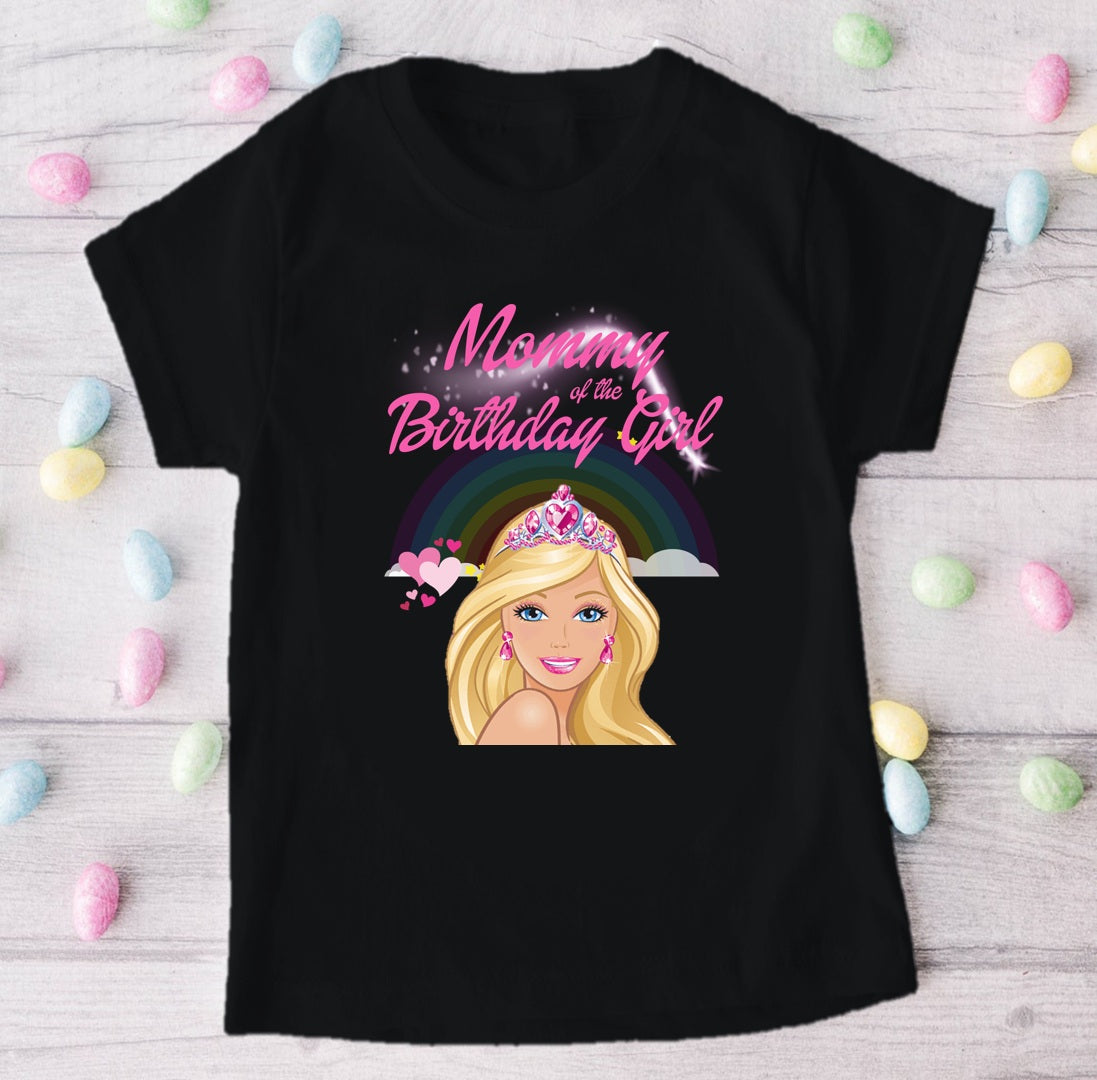 Barbie Face Blonde Girl Personalized Custom Black Family T-Shirt or Onesie Pack Theme Cake Smash Birthday Party
