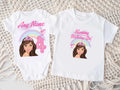 Barbie Face Brunette Girl Personalized Custom White Family T-Shirt or Onesie Pack Theme Cake Smash Birthday Party