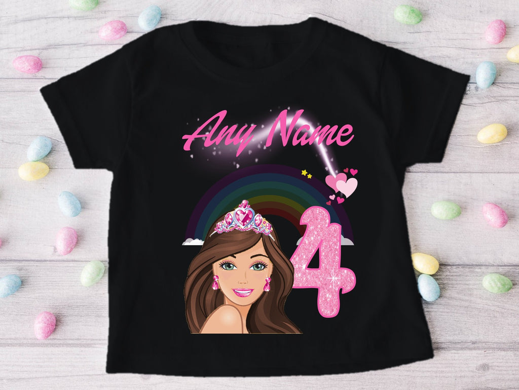 Barbie Face Brunette Girl Personalized Custom Black Family T-Shirt or Onesie Pack Theme Cake Smash Birthday Party
