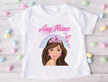 Barbie Face Brunette Girl Personalized Custom White T-Shirt or Onesie Theme Cake Smash Party