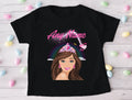 Barbie Face Brunette Girl Personalized Custom Black T-Shirt or Onesie Theme Cake Smash Party