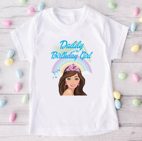 Barbie Face Brunette Girl Personalized Custom White Family T-Shirt or Onesie Pack Theme Cake Smash Birthday Party