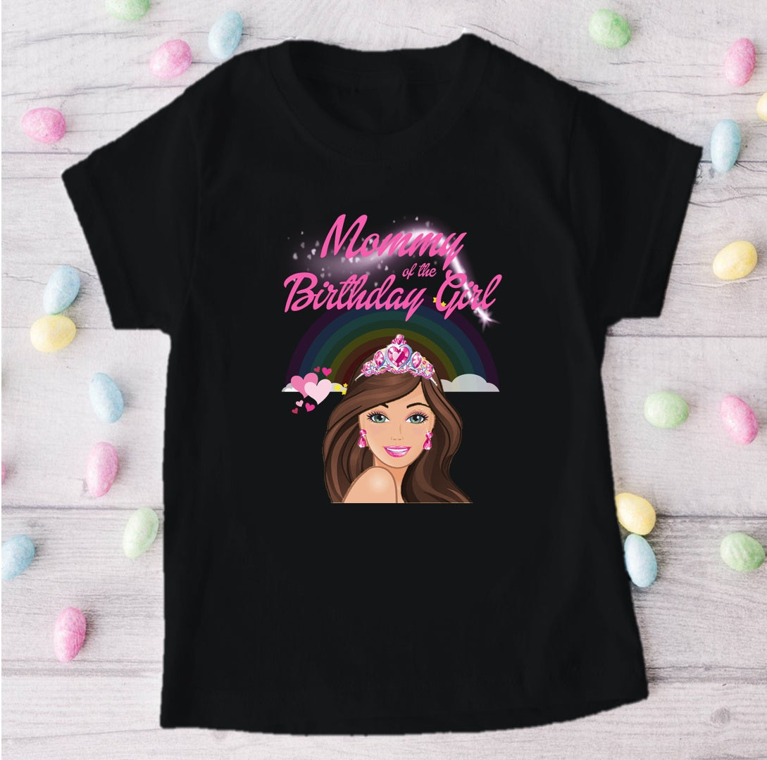 Barbie Face Brunette Girl Personalized Custom Black Family T-Shirt or Onesie Pack Theme Cake Smash Birthday Party