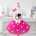 Barbie Face Silhouette Tutu Set Girls Personalized Custom Hot Pink White Polka Dots Tutu Outfit Dress Theme Cake Smash Birthday Party