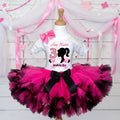 Barbie Face Silhouette Tutu Set Girls Personalized Custom Hot Pink Black Knots Tutu Outfit Dress Theme Cake Smash Birthday Party