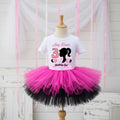 Barbie Face Silhouette Tutu Set Girls Personalized Custom Hot Pink Black Tutu Outfit Dress Theme Cake Smash Birthday Party