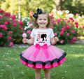 Barbie Face Silhouette Tutu Set Girls Personalized Custom Pink Black Hot Pink Ribbon Trim Tutu Outfit Dress Theme Cake Smash Birthday Party