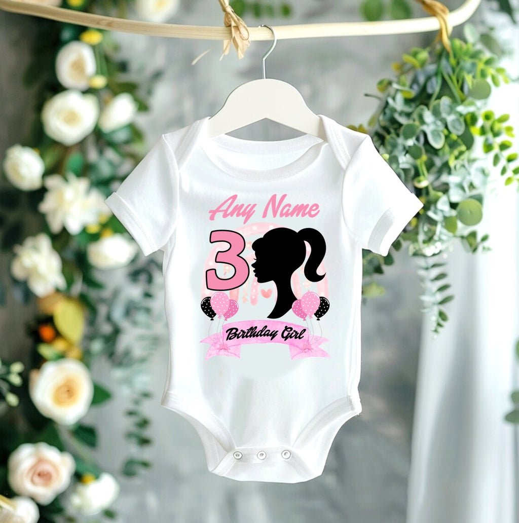 Barbie Face Silhouette Tutu Set Girls Personalized Custom Hot Pink Black Knots Tutu Outfit Dress Theme Cake Smash Birthday Party