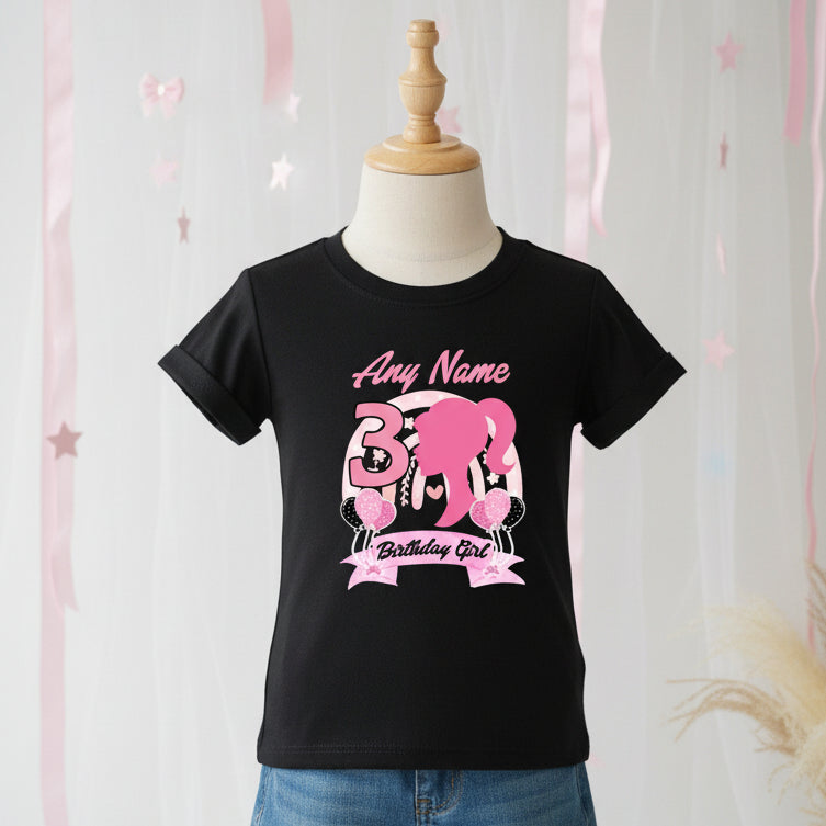 Barbie Face Silhouette Personalized Custom Black Family T-Shirt or Onesie Pack Theme Cake Smash Birthday Party