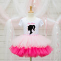 Barbie Face Silhouette Tutu Set Girls Personalized Custom Pink Hot Pink Tutu Outfit Dress Theme Cake Smash Party