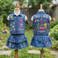 Personalized Custom Name Barney & Friends Denim Vest & Skirt Set Birthday Party Cake Smash Gift