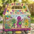 (Pack of 6) Barney & Friends Custom Personalized Birthday Party Favor Gable Treat Boxes