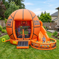 Play Bounce House Jumping Playhouse area with Slide and Ball Pit Sports Basket Ball Castle Theme