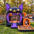Play Bounce House Jumping Playhouse area with Slide and Ball Pit Halloween Bat's Head Castle Theme