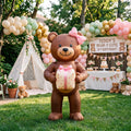 5' Cute Brown Bear with Pink Bow and Present Yard Birthday Inflatable Blow Up Decor Prop