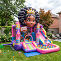 Play Bounce House Jumping Playhouse area with Slide and Ball Pit Black Princess' Head Castle Theme