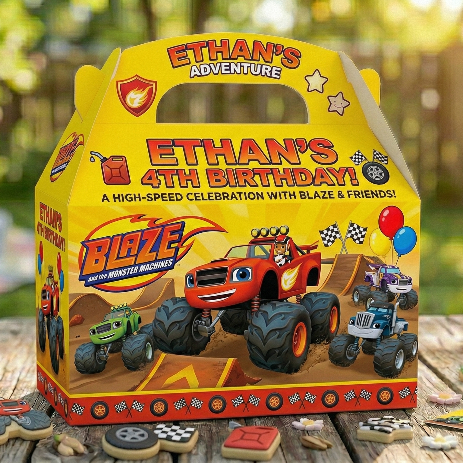 (Pack of 6) Blaze and The Monster Machines Custom Personalized Birthday Party Favor Gable Treat Boxes