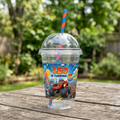 (Pack of 6) Blaze and the Monster Machines Custom Personalized Birthday Party 16 oz Cups with Dome Lids & Straws