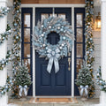 36-Inch Pre-Lit Ice Blue and Silver Winter Wonderland Luxury Artificial Holiday Wreath Christmas Decor