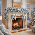 8-Foot Pre-Lit Frosty Ice Blue and Silver Artificial Holiday Garland Christmas Decor