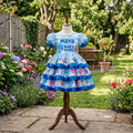 Blue's Clues Girls Personalized Custom Tiered Ruffle Dress Ribbon Trim Theme Cake Smash Birthday Party