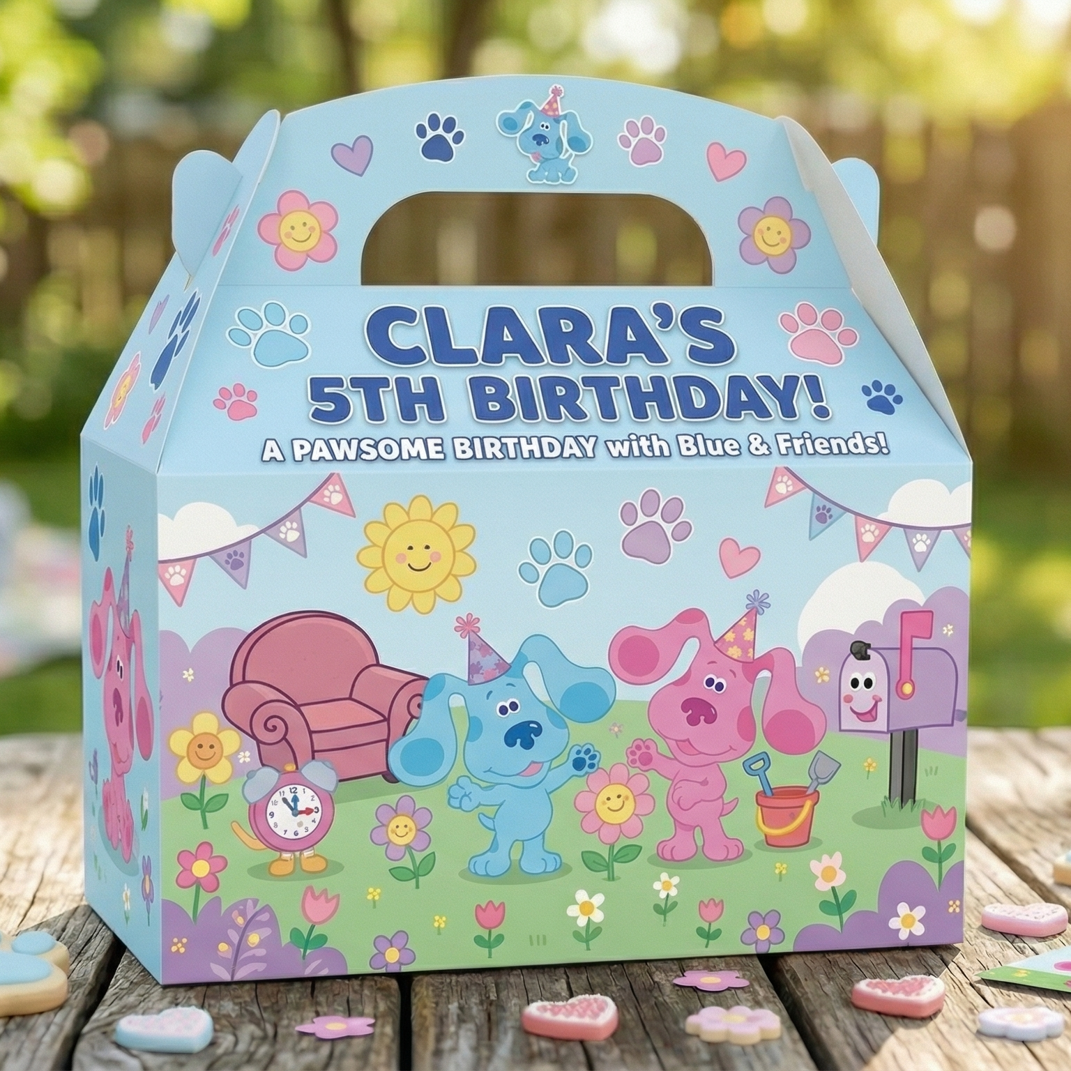 (Pack of 6) Blue's Clues Custom Personalized Birthday Party Favor Gable Treat Boxes