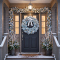 36-Inch Pre-Lit Frosty Ice Blue and Silver Luxury Artificial Holiday Wreath Christmas Decor