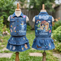 Personalized Custom Name Bluey Denim Vest & Skirt Set Birthday Party Cake Smash Gift