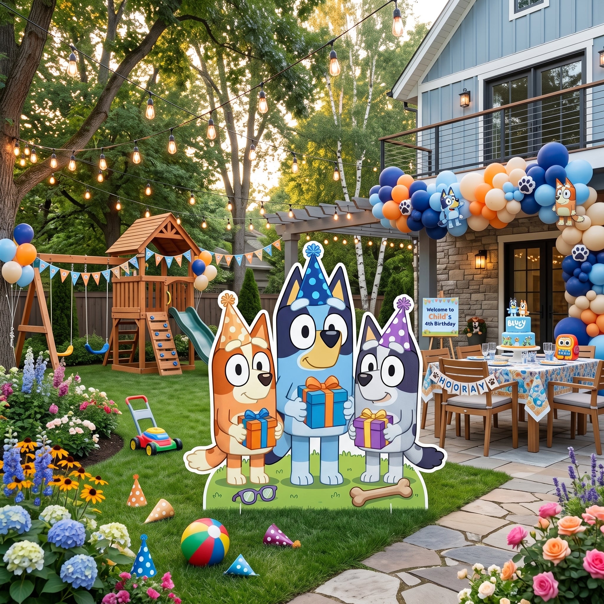 Life Size Bluey Character Premium Freestanding Cutouts Yard Sign Decor Party Prop