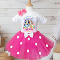Bluey and Bingo Tutu Set Girls Personalized Custom Hot Pink White Polka Dots Tutu Outfit Dress Theme Cake Smash Birthday Party