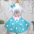 Bluey and Bingo Tutu Set Girls Personalized Custom Blue White Polka Dots Tutu Outfit Dress Theme Cake Smash Birthday Party
