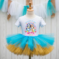 Bluey and Bingo Tutu Set Girls Personalized Custom Blue Gold Tutu Outfit Dress Theme Cake Smash Birthday Party
