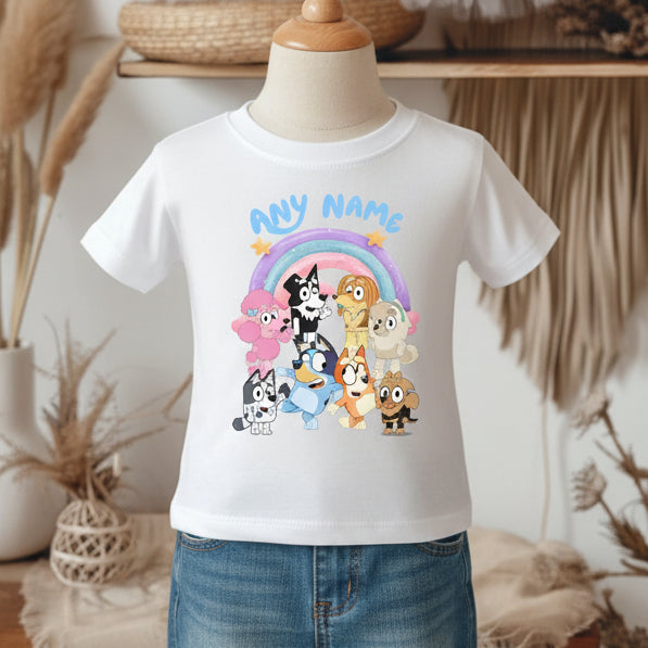 Bluey Bingo and Friends Personalized Custom White T-Shirt or Onesie Theme Cake Smash Party