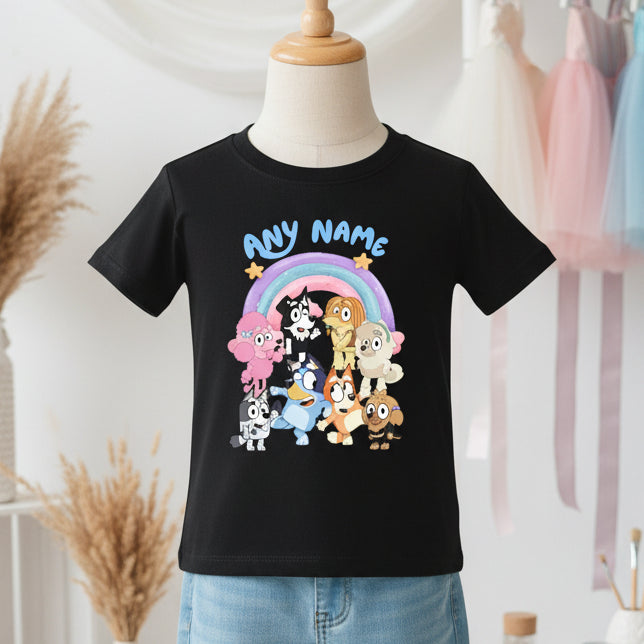 Bluey Bingo and Friends Personalized Custom Black T-Shirt or Onesie Theme Cake Smash Party