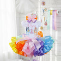 Bluey and Bingo Waving Tutu Set Girls Personalized Custom Rainbow Ribbon Sewn Trim Tutu Outfit Dress Theme Cake Smash Birthday Party