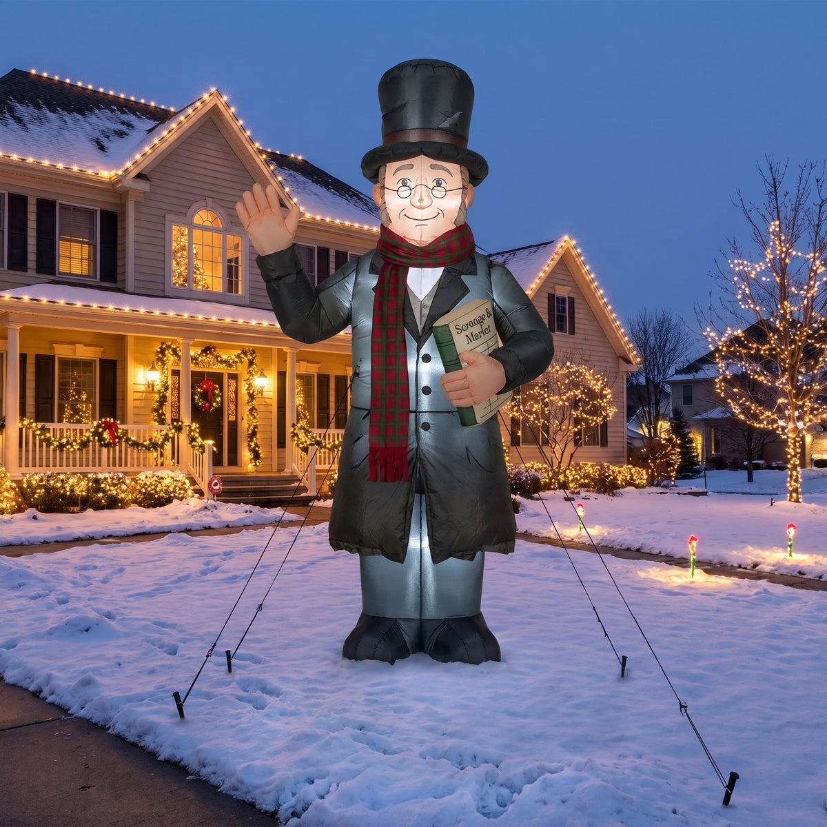 10-Foot Giant Outdoor Christmas Carol Bob Cratchit Inflatable with LED Illumination Christmas Blow Up Yard Decor