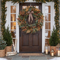 36-Inch Pre-Lit Boho Botanical and Earthen Neutral Luxury Artificial Holiday Wreath Christmas Decor