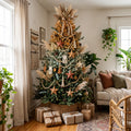 7-Foot Pre-Lit Earthy Ombré Botanical Boho Artificial Christmas Tree Life Size Christmas Decor