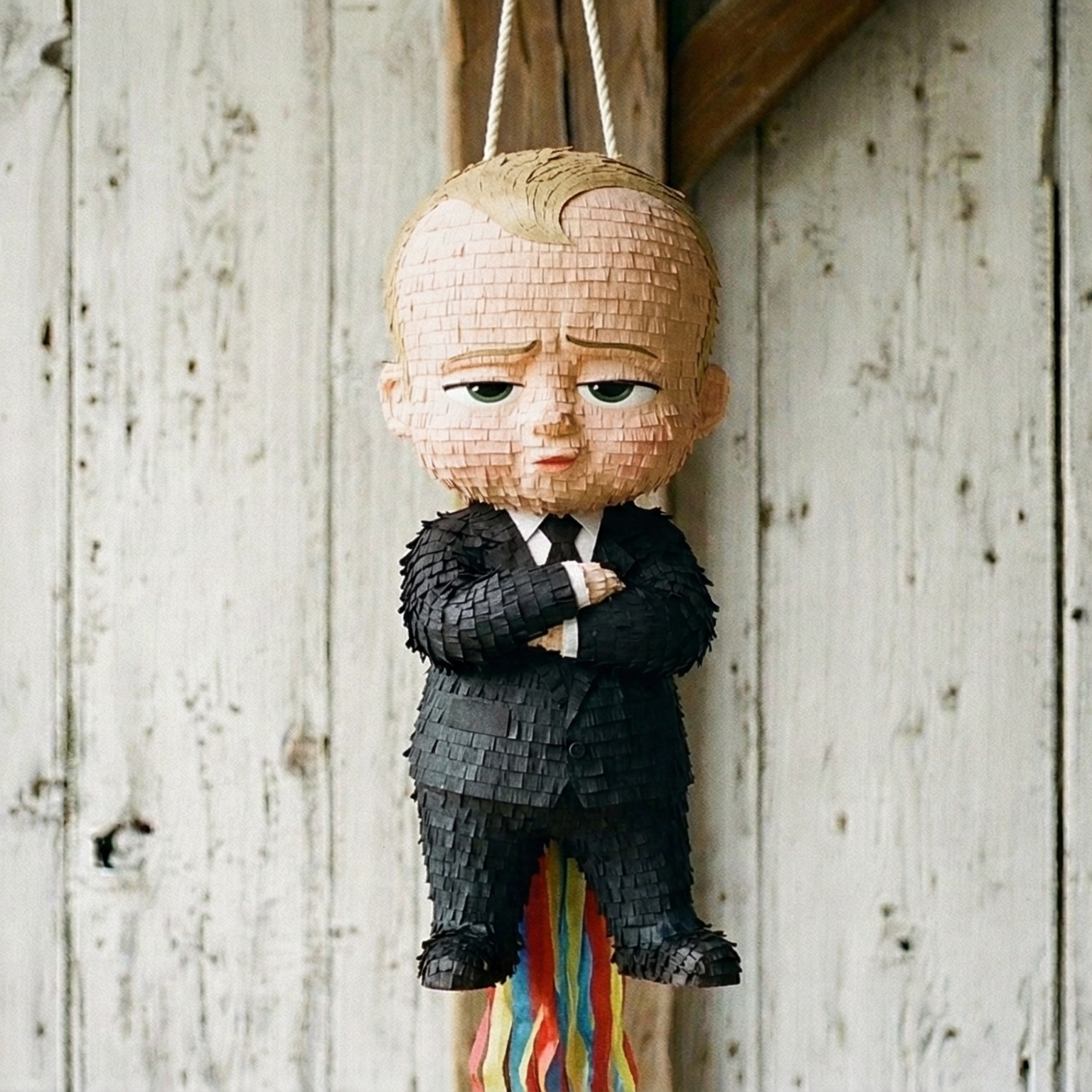 Premium Handmade 30-Inch Boss Baby Boy Character Pull-String Piñata Table Decor Party Centerpiece