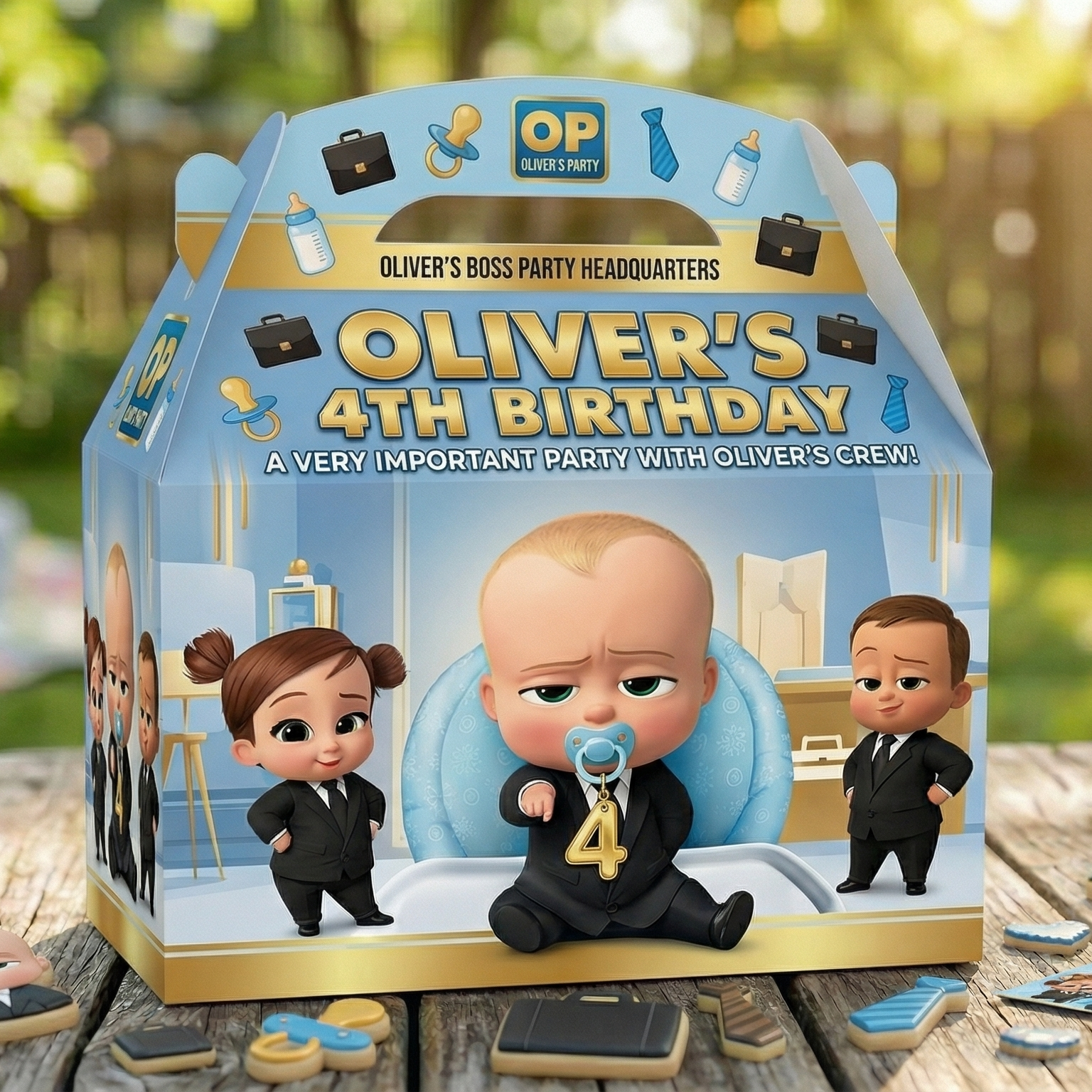 (Pack of 6) Boss Baby Boy Custom Personalized Birthday Party Favor Gable Treat Boxes