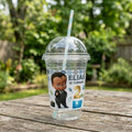 (Pack of 6) Black Boss Baby Boy Custom Personalized Birthday Party 16 oz Cups with Dome Lids & Straws