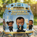 (Pack of 6) Black Boss Baby Boy Custom Personalized Birthday Party Favor Gable Treat Boxes